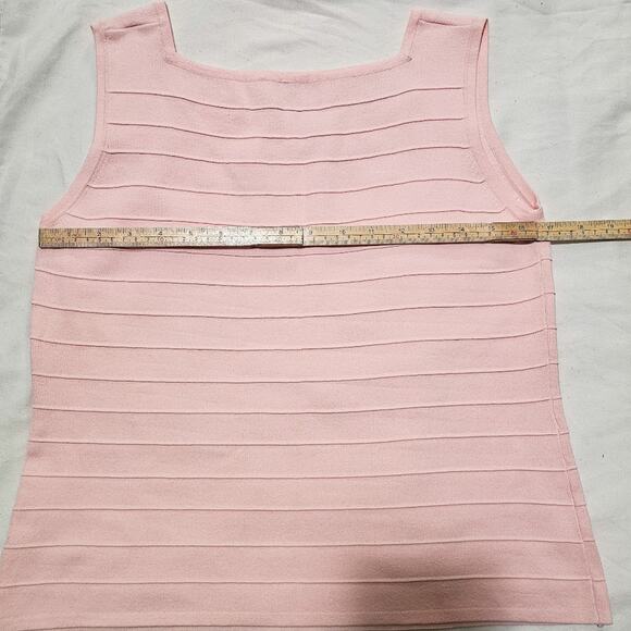 Joseph A pink square neck stretch textured stripe sleeveless top size XL - Picture 4 of 7